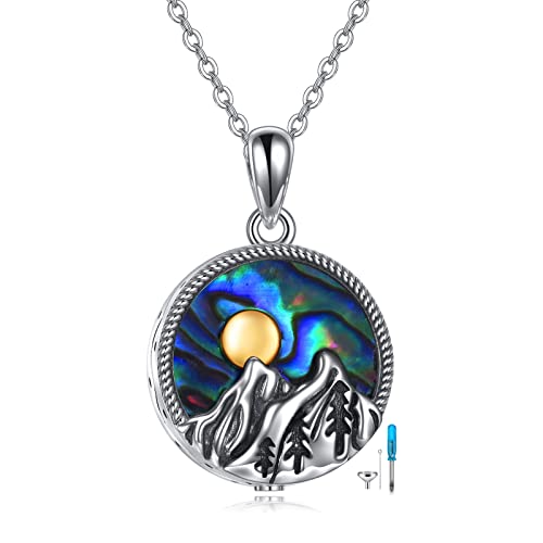 YFN Mountain Urn Necklace for Ashes Sterling Silver Mountain Range Cremation Jewelry Nature Jewelry Gift for Skiers, Hikers, Campers, Climbers,Nature Lovers and Ocean Lovers. (mountain urn necklace)