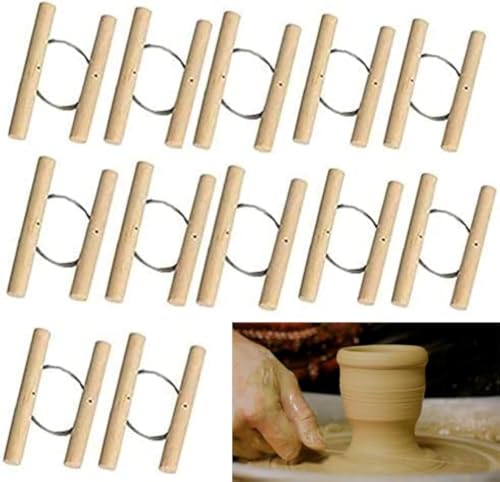 Ioffersuper 12Pcs Wire Clay Cutter with Wood Handle Easy to Use Steel Wire Cutting Tools for Cheese Plasticine Dough Mud Line Pottery Clay Ceramic Art Sculpture Cutting Cutting Pottery Tools Supplies by Ioffersuper - Used condition - US$9.48