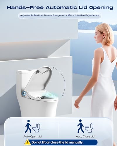 Image of Sosh Electric Bidet Toilet Seat With Remote, Auto Open Lid, Elongated | Dryer, Feminine and Rear Wash, Self-Cleaning Nozzle, Adjustable Angle & Pressure, Eco, Night Light, Slow Close, Wider Seat