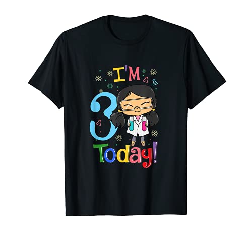 3er cumpleaños Niña hispana Científica científica Stem Kids Camiseta