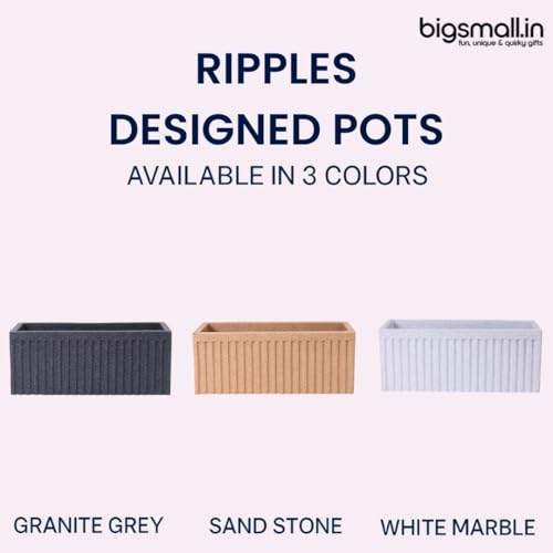 Image of Bigsmall Designed Plant Pots, Premium Durable Polymer Flower Pots for Indoor & Outdoor Plants - Lightweight, Stylish, and Weather-Resistant Garden Planters (Ripples- White Stone, 12 Inch)