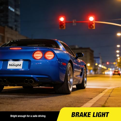 Image of Nilight Third Brake Light Tail High Mount 3rd Stop Lights Smoked Lens Compatible with Chevy Corvette C5 1997 1998 1999 2000 2001 2002 2003 2004 Car Rear Center Cab Lamp