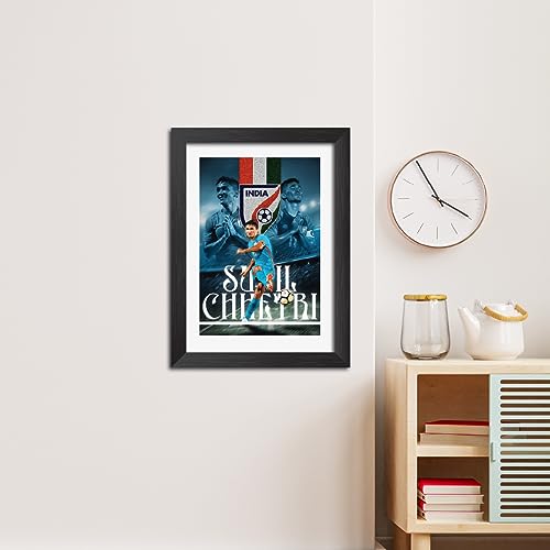 Image of TenorArts Sunil Chhetri Poster Team India Football Laminated Photo Frame Painting with Matt Finish Black Texture (12 inches x 9inches)