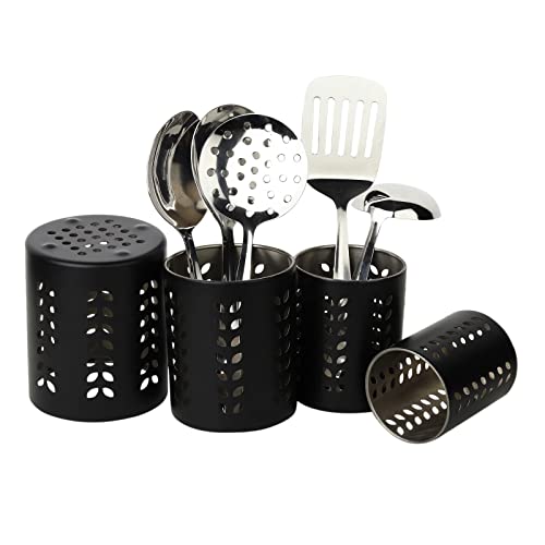Image of finality Stainless Steel Multipurpose Cutlery, Pen and Spoon Holder - Pack of 4 (Black Color) in Size 7, 8, 9, and 10 cm - The Ultimate Solution for Demanding Home and Office Environments!