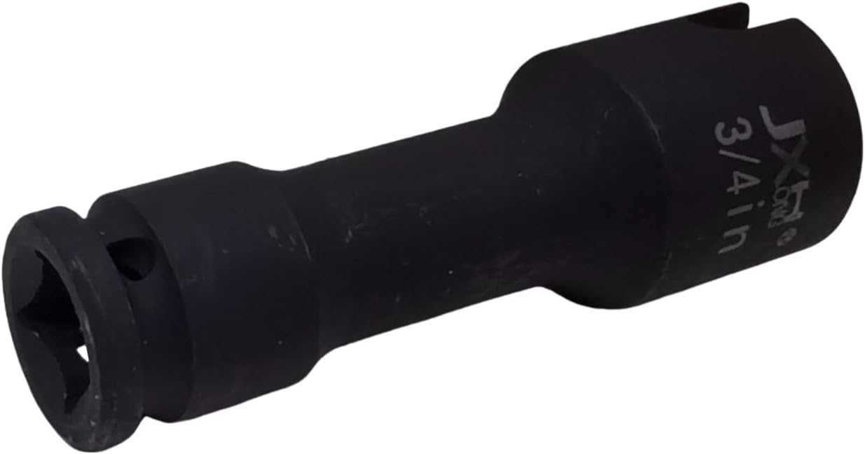 1/2-Inch Drive Multi-Purpose Lineman Deep Socket, Fits 3/4" Hex and 4-Point Square Nuts, with 5/16" Slot for Eye Bolts, J-hooks, and Grounding Clamps, Made from Heat-Treated CrMo Alloy Steel