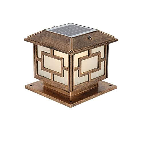 Lámpara solar de pared de columna, impermeable, para jardín, vintage, retro, aluminio y cristal, farol de seguridad para porche, patio, iluminación de entrada del hogar