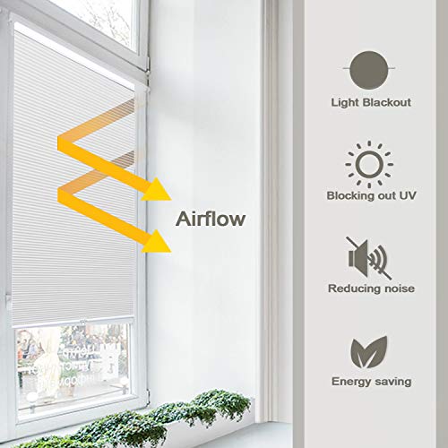 Allesin Cellular Window Shades (Blackout) Cordless Room Darkening Blinds And Shades For Windows, Bedroom, Home (White 29" W X 64" H) #TOP3
