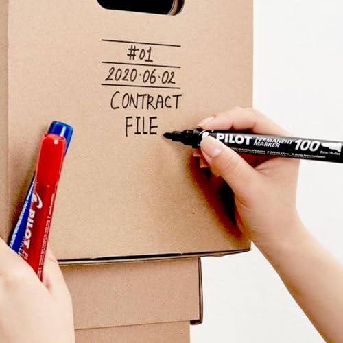 Image of PILOT Permanent Marker Bullet 100 Fine - 4 Pcs, 1 Blue + 1 Black + 1 Red + 1 Green