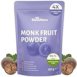 RheinNatur Frutto del monaco in polvere 150 g – Dolcezza naturale senza zucchero – 84% di calorie in meno rispetto allo zucchero – Sostituto vegetale dello zucchero a base di fibra di tapioca – Vegano