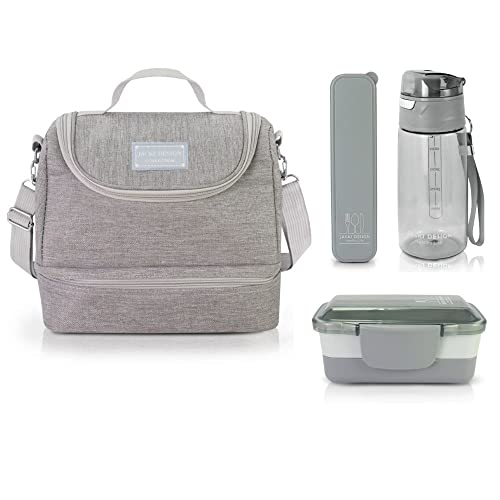 Kit 4 Peças Bolsa Térmica + Marmita + Copo + Porta Talher Concept Jacki Design (Cinza)
