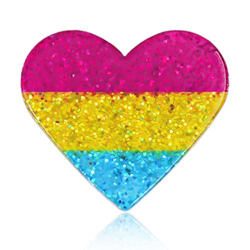 Image of LGBTQ+ Pride Pins - Rainbow Heart Flag Lapel Brooch Pin Badge Progress Pride Bisexual Transgender Nonbinary Lesbian Pansexual LGBTQ Accessories for Jackets Backpacks Hats