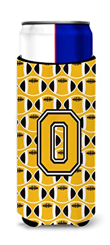 Letter O Football Black, Old Gold and White Ultra Beverage Insulators for slim cans CJ1080-OMUK