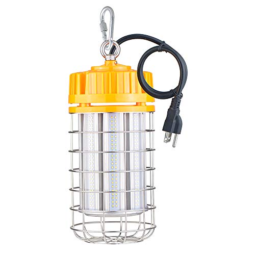 Okayledlight 100W LED Temporary Work Light Fixture, High Bay Outdoor Construction Lights (700W Equiv.) 5000K Daylight,13000Lm, Stainless Steel Guard, Portable Plug Hanging Play, DLC & UL-Listed, IP65