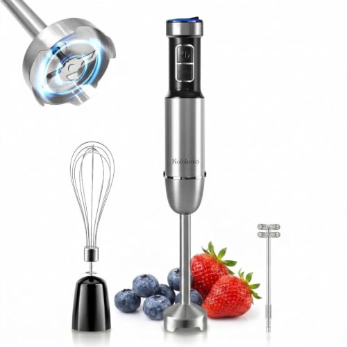 Batidora de Mano 1500W 3 en 1, Inmersión con 25 Velocidades y TURBO | Batidora de Inmersión con 4 Cuchillas de Acero Inoxidable 304, Espumador de Leche y Batidor de Varillas