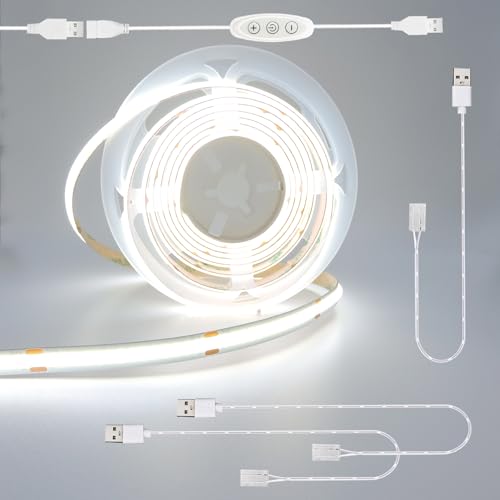 Tira LED USB 5V blanca con dimmer y conector COB miniatura 1