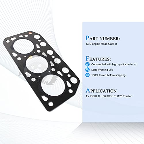 Image of PANGOLIN K3D Head Gasket for Mitsubishi Engine ISEKI TU160 ISEKI TU170 | Head Gasket for K3E K3F Engine Case 234 235 S245 S255 Tractor MS02M Excavator,Replace MM409815 MM434005