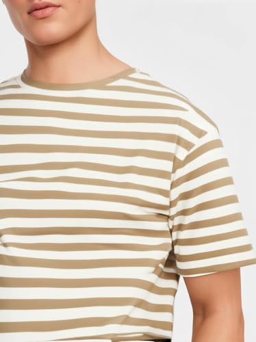 Image of Mack Jonney Oversized | Loose Fit | Half Sleeves 100% Cotton Round Neck Striped T-Shirt for Men-MACK640651