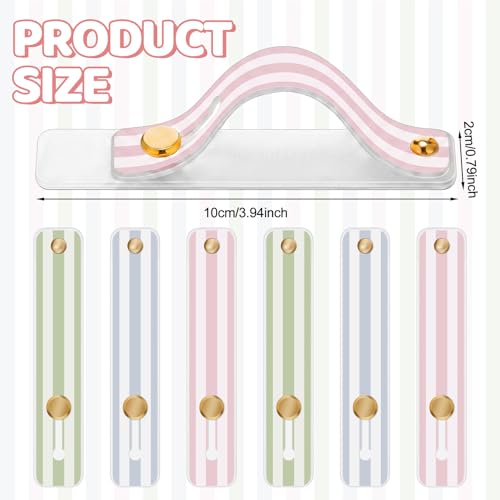 Image of Weewooday 6 Pieces Phone Grip Holder Cell Phone Grip Strap Telescopic Finger Strap Stand Universal Finger Kickstand for Most Smartphones (Pink, Green, Blue,Stripe)