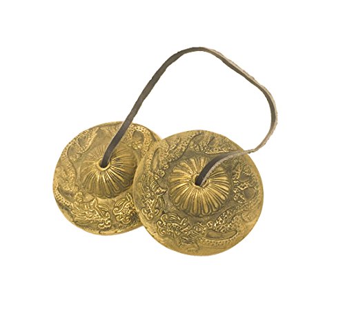Tingsha Cymbals Tibetan Lucky Symbol Embossed Meditation Yoga Bell Chimes (Small, Dragon)
