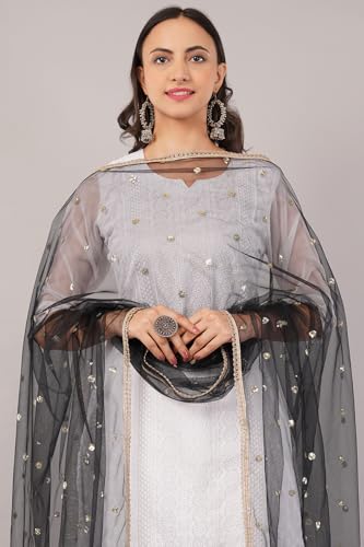 Image of Net Butti Dupatta for Women | Chex Design Chunnis for Women | Bridal Dupatta for Wedding | Festive & Casual Wear Dupatta for Kurti & Salwar Suit | Dupatta for Women