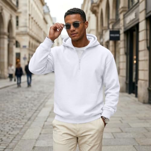 Zip Up Hoodies for Men Big and Tall Fleece 1/4 Zip Classic Fuzzy Hoodie - image 5