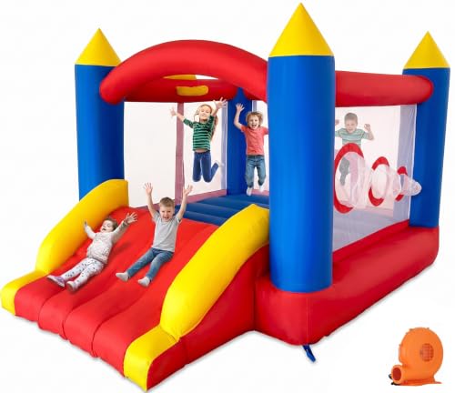 Ballsea Castillo Hinchable con soplador, Cosido de Material Extra Grueso, Duradero, Inflable para niños de 3 a 4 niños, Castillo Hinchable para Interior (315 x 245 x 194 cm)