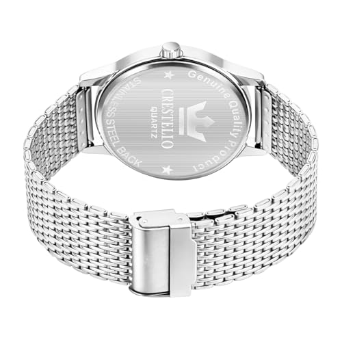Image of CRESTELLO Stainless Steel Chain Analog Wrist Watch for Men (Brown /Blue Dial) | 1 Year Warranty* | CR-WT253-CH