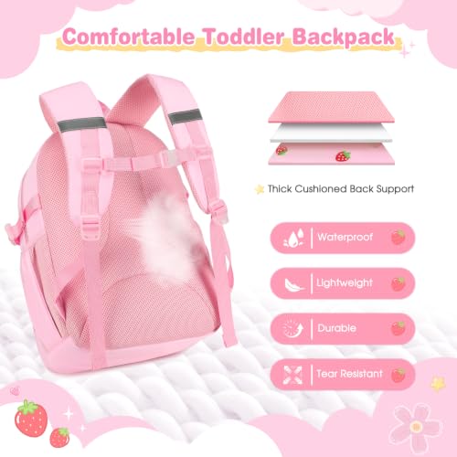 Image of DIGOBAY Backpack for Girls 6-8, 3PCS Embroidery Toddler Girls Backpack with Lunch Bag Pencil Case, 15.7 inch Kids School Bookbag for Preschool Kindergarten Elementary Daycare Backpacks, Pink Bow