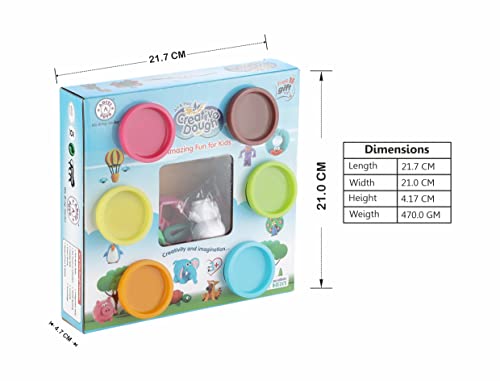 Image of Aditi Toys Clay Dough for Kids, Creative Modelling Dough Set with 6 Clay Tubs (50g Each), 1 Roller, 3 Shape Cutters & 2 Toys, Taste-Safe DIY Craft Activity, Moulding Play Set, BIS Approved