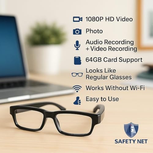 Image of 2MP HD Camera Smart Eyewear | Easy-to-Use One-Touch Video & Photo Capture |1080P Invisible Lens Glasses for Business Meetings & Legal Documentation | | Lightweight Unisex | Evidence (Glass Camera)