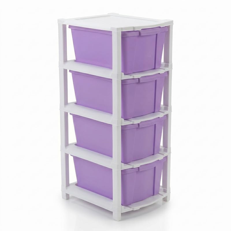 Image of Kavira Plastic Drawer Storage Tower - Space Organizer|Purple,4 Layer