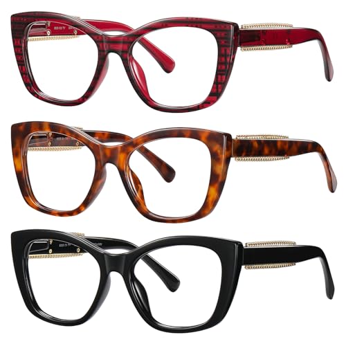 AABV Reading Glasses for Women Men,Stylish Readers with Blue Light Blocking,Spring Hinges Eyeglasses for Reading,Anti UV Ray/Glare/Eyestrain +2.00