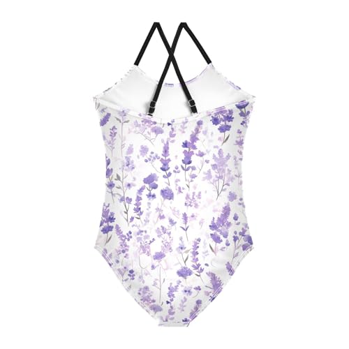 KLL Lavender Field Girls 1 Piecing Swimsuits Beach Swimming Suits Adjustable Shoulder Strap Cute2