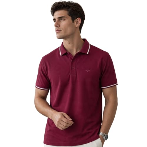 Image of NOBERO Men's Travel Polo T-Shirt | Premium Cotton Stretch Fabric | Anti-Odor & Water-Repellent | UPF 50+ Sun Protection | Regular Fit Polo Collar Casual Wear