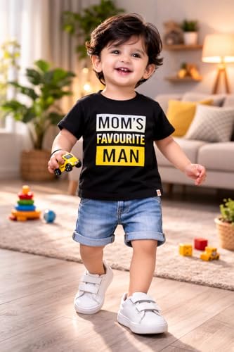 Image of BODYCARE Kids Inafant Placement Print Boys Round Neck Half Sleeves Cotton T-Shirt | Skin Friendly Regular Fit | Soft Breathable Fabric Comfortable & Durability | Pack of 1 | Mustard | Age 6-12 Months