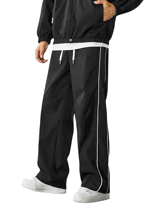 Men Loose Fit Casual Trousers with Side Stripe | Lycra Blend Stretchable Polyester Fabric | Comfortable Solid & Striped Pants for Daily & Casual Use-image-34
