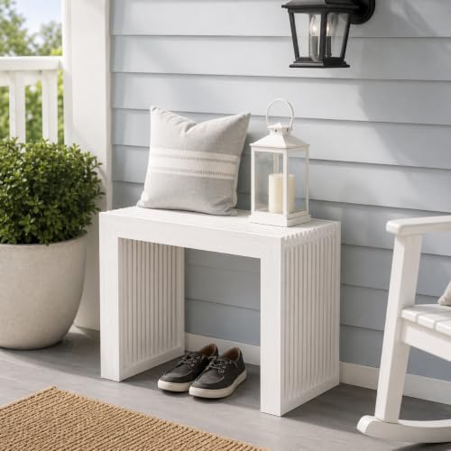 Image of APRTAT Bamboo Dining Bench 17 Inch Indoor Wooden Shoe Benches for Entryway | Entryway Shoe Rack Bench.,Solid Bamboo Benches,for Living Room, Hallway, Bedroom, Bathroom,Easy Assemble,Slatted Design,
