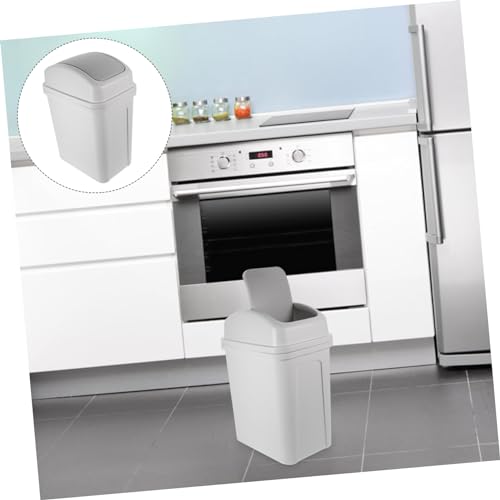 Caneca de basura blanca rectangular con tapa oscilante DECHOUS miniatura 5