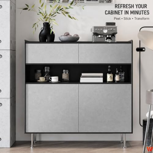 Image of WISDOM Silver Matte Metallic Self Adhesive Wallpaper Premium Peel & Stick Decorative Vinyl Film for Kitchen Cabinets, Wardrobe, Furniture, Table & Home Decor (20x200 in)