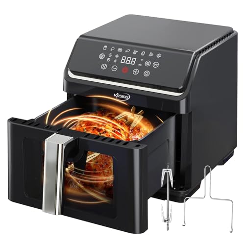 Image of 9.0 QT Air Fryer with Visible Window & Rotisserie Chicken Rack, Large Digital Touchscreen, Precise Temperature Control, Shake Reminder, Easy to Clean Family Air Fryer Oven