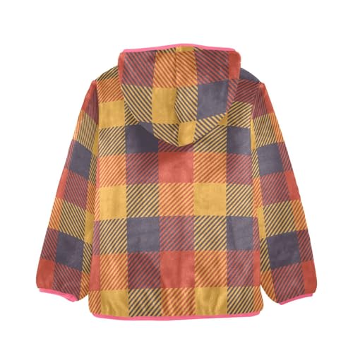 GuoChe Buffalo Plaid Yellow Orange Sherpa Lined Toddler Hoodie2