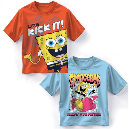 Nickelodeon Spongebob Squarepants Boys 2-Pack Short Sleeve Crewneck Graphic T-Shirt Bundle, 2-Piece Set for Kids and Toddlers