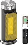 Smart Space Heater with Remote, 1500W, WiFi App Control, 90° Oscillation, LED Display, 3 Modes, Black