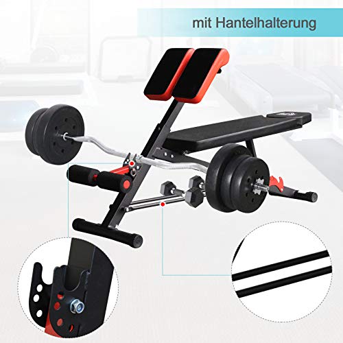 HOMCOM halterbank fitnessbank schuine bank multifunctioneel buiktrainer verstelbaar rvs zwart 64 x 146 x 73,5-85 cm - Image 6