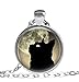 UBBC Black Cat and Moon, Art Pendant, Moon Jewelry, Pendant Necklace
