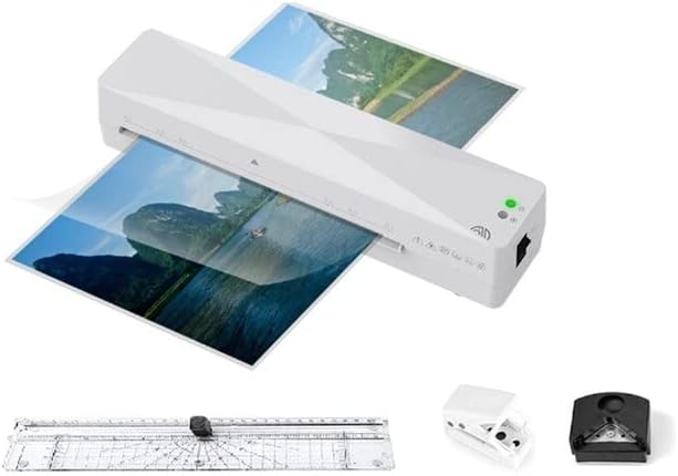 A4 Press Laminating Machine Automatic Plastic Sealing Machine+Hole Punch+Corner Rounder+Paper Cutter - (Color: EU Plug)