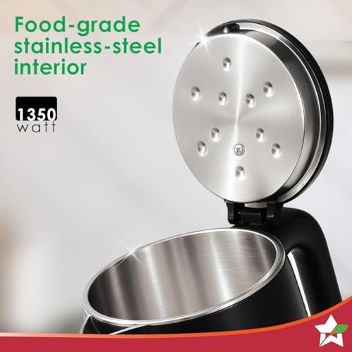Image of Wonderchef Onyx Cool-touch Digital Kettle, 1.8 L, Stainless-steel Interior, 1350W, Choose from 4 Temperature Modes, Rapid Boiling in 5 Mins for Tea, Coffee, Instant Food, Auto Shut-off, 2-Yr Warranty