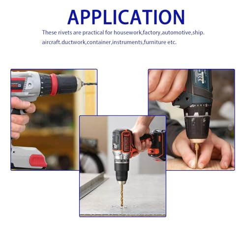 50 Stück Blindnieten Blindniet mit Gewölbtem Aluminiumkopf Aluminium-Blindnieten mit Großem Flansch, für Blech, Holzbearbeitung, Industrie (4,8 * 13 * 16 mm)