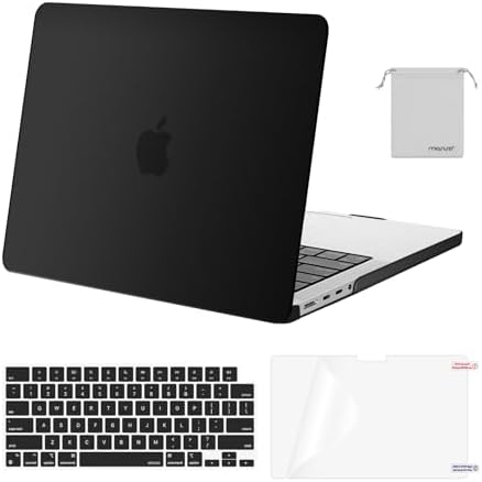 MOSISO Compatible with MacBook Pro 14 inch Case M5 M4 M3 M2 M1 2026-2021 | A3427 A3426 A3434 A3112 A3185 A3401 A2918 A2992 A2779 A2442, Hard Case&Keyboard Skin&ScreenFilm&Pouch, Black