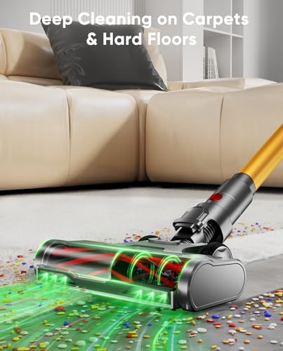 Image of Cordless Vacuum Cleaner, 650W /55KPA /70 Mins Vacuum Cleaners for Home with Self-Standing, Anti-Tangle Brush, Smart Display and 1.8L Cup Cordless Stick Vacuum Cleaner for Pet Hair /Carpets
